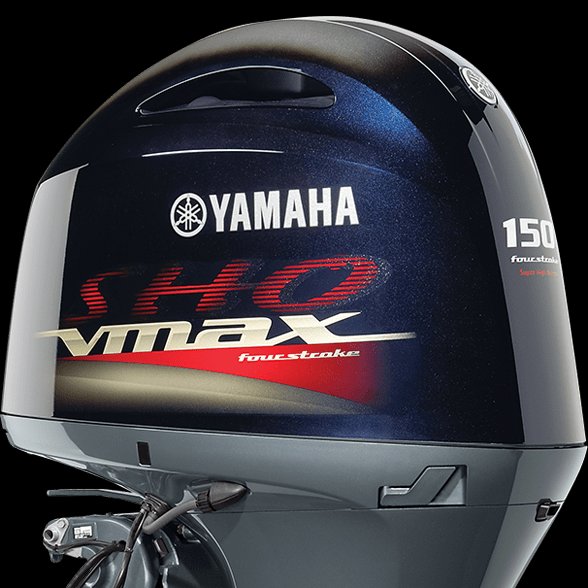 Yamaha VF150 SHO V-MAX SHO outboard — close-up of cowling branding