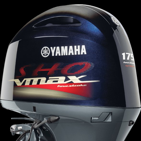 Yamaha VF175 SHO V-MAX SHO outboard — close-up of cowling branding